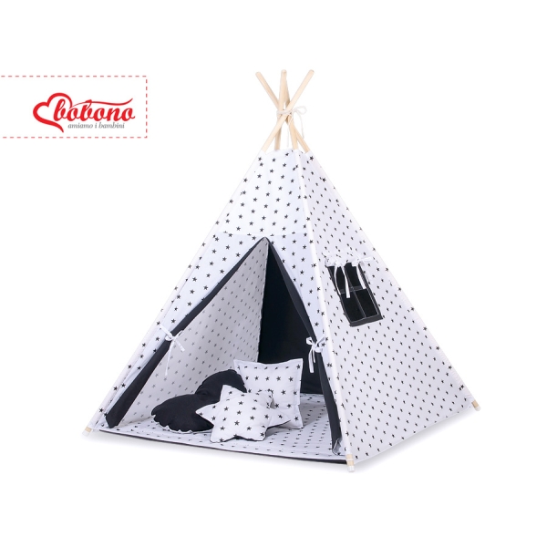 Mini Lot: Tente de Tipi + Tapis de Jeu + Plumes Décoratives Noir