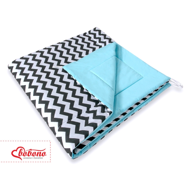 Mini Lot: Tente de Tipi + Tapis de Jeu + Plumes Décoratives Noir Bleu Chevron