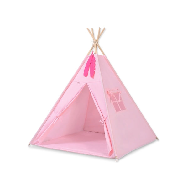 Mini Lot: Tente de Tipi + Tapis de Jeu + Plumes Décoratives Rose