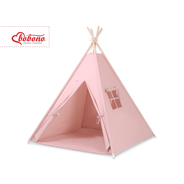 Mini Lot: Tente de Tipi + Tapis de Jeu + Plumes Décoratives Rose Poussiéreux