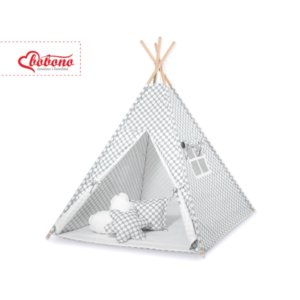 Mini Lot: Tipi pour Enfant avec Tapis de Jeu et Plumes Décoratives Gris