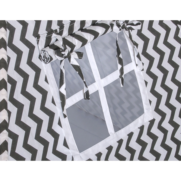 Mini Lot: Tipi pour Enfant avec Tapis de Jeu et Plumes Décoratives Noir Chevron