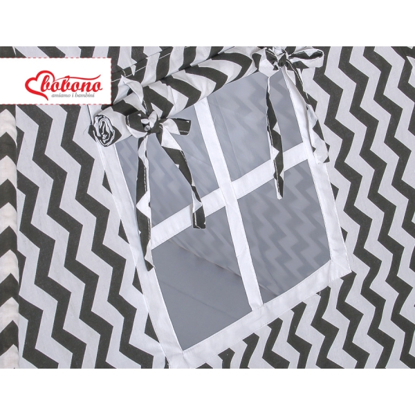 Mini Lot: Tipi pour Enfant avec Tapis de Jeu et Plumes Décoratives Noir Chevron