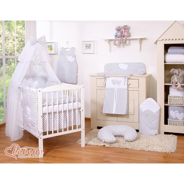 Moustiquaire de Lit Bébé Noir à Pois Cœurs
