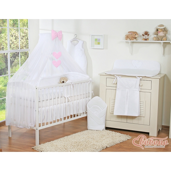 Moustiquaire en Tulle pour Berceau Landau Blanc Cœurs