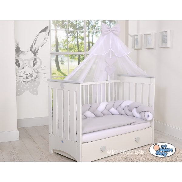 Moustiquaire en Tulle pour Lit Bébé Gris Mousseline