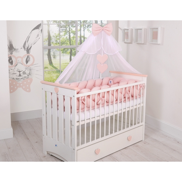 Moustiquaire en Tulle pour Lit Bébé Mousseline Rose Poudré