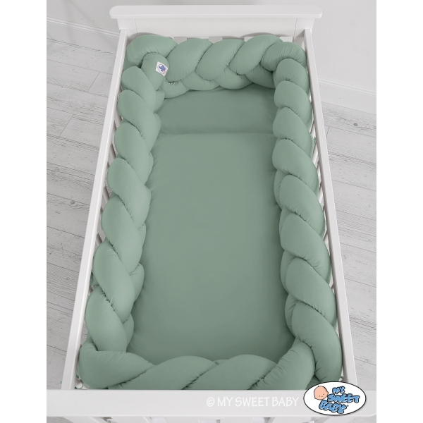 Tour de lit vert pastel Tressé  3m