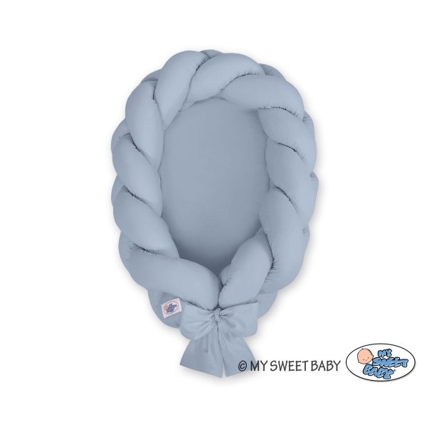 Réducteur de Lit Bébé Tressé et tapis 2 en 1 Bleu Pastel