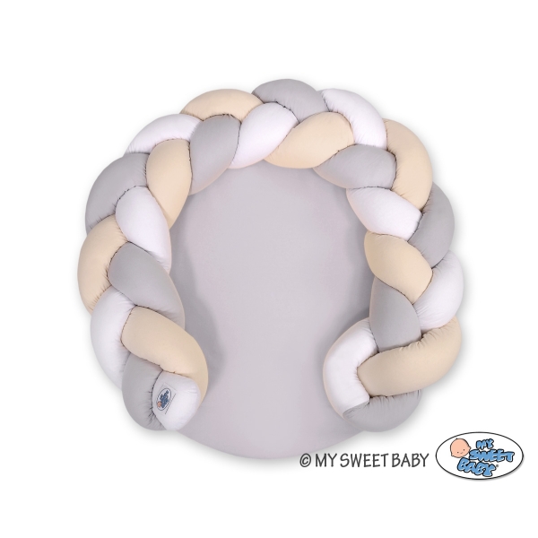 Oreiller Donuts Tressé pour Bébé/ Tapis de Jeu 2 en 1  Blanc Gris Beige