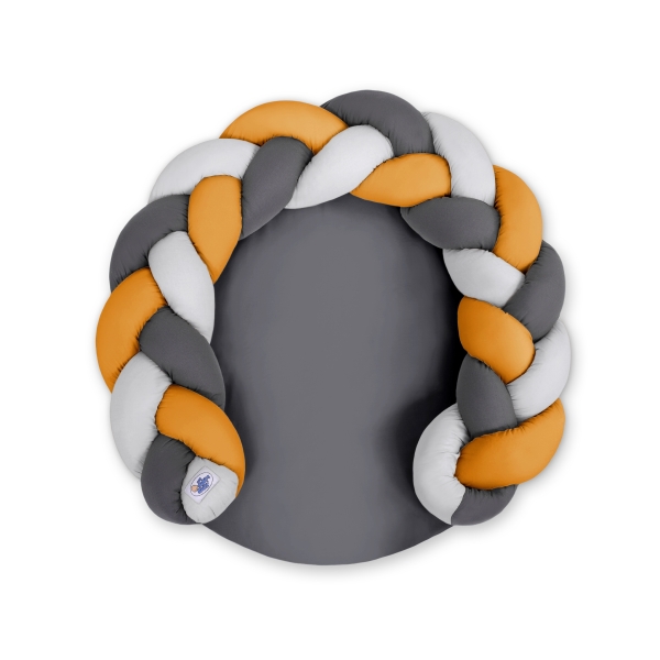 Oreiller Donuts Tressé pour Bébé/ Tapis de Jeu 2 en 1  Gris Anthracite Miel