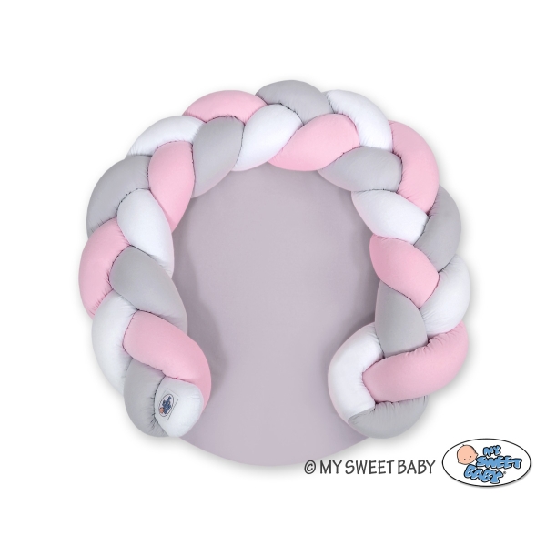 Oreiller Donuts Tressé pour Bébé/ Tapis de Jeu 2 en 1  Rose Blanc Gris