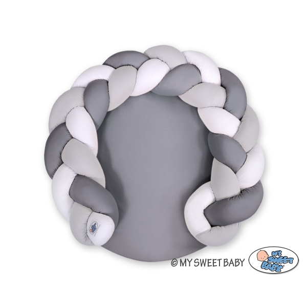 Oreiller Tressé Bébé Donut Blanc Gris Anthracite