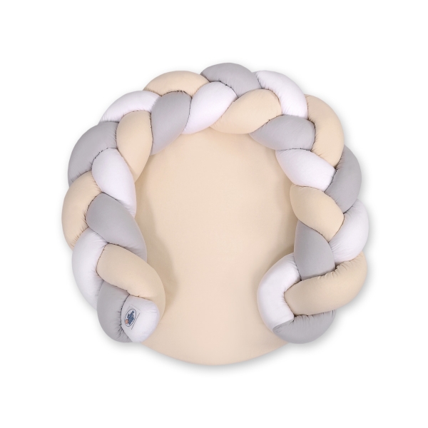 Oreiller Tressé Bébé Donut Blanc Gris Beige