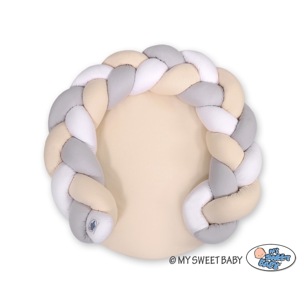 Oreiller Tressé Bébé Donut Blanc Gris Beige