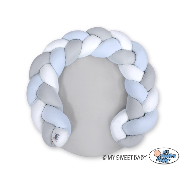 Oreiller Tressé Bébé Donut Blanc Gris Bleu