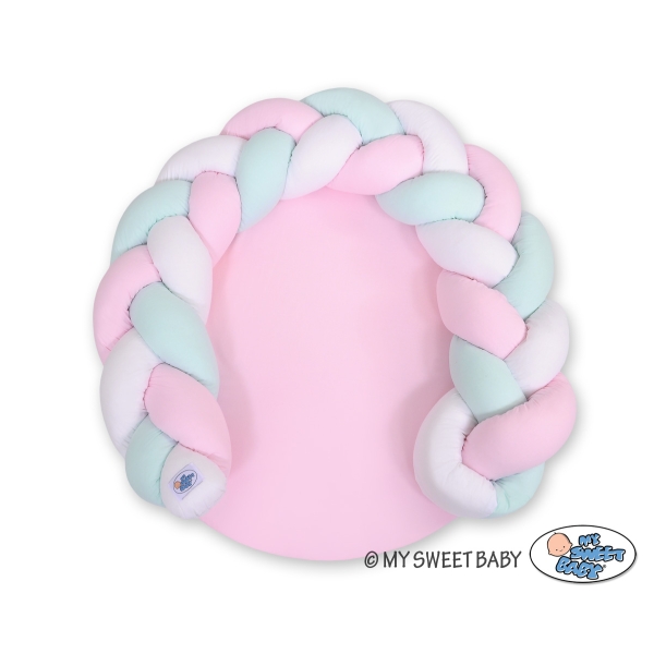 Oreiller Tressé Bébé Donut Menthe Rose Blanc