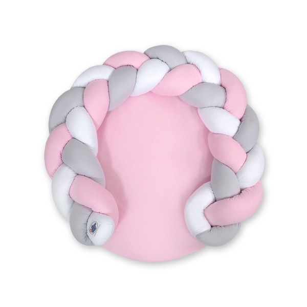 Oreiller Tressé Bébé Donut Rose Blanc Gris