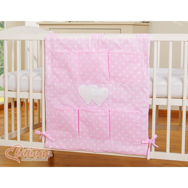 Organisateur Vide-poche de Lit Rose à Pois Cœurs