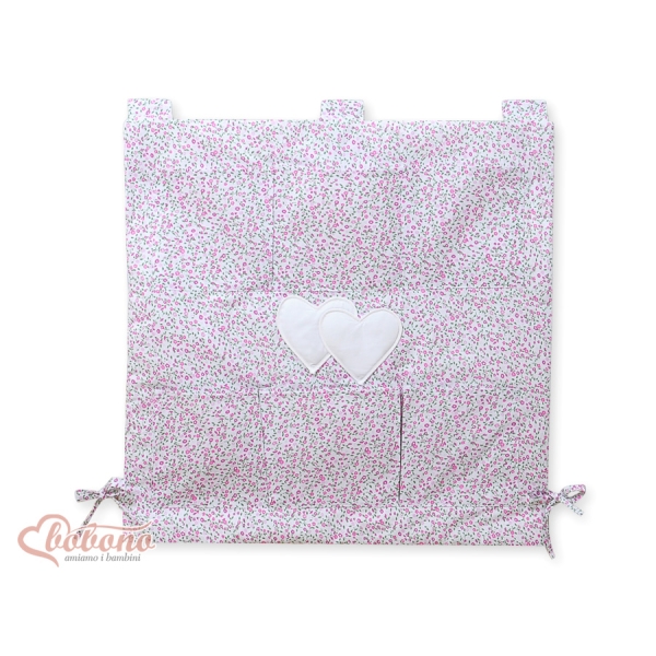 Organisateur Vide-poche de Lit Rose Fleurs Cœurs