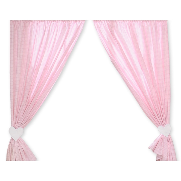 Paire de Rideaux de Chambre de Bébé Rose à Carreaux Cœurs