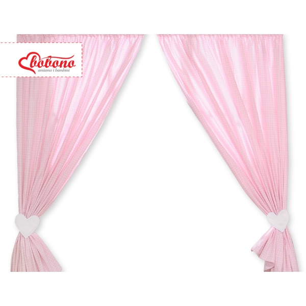 Paire de Rideaux de Chambre de Bébé Rose à Carreaux Cœurs
