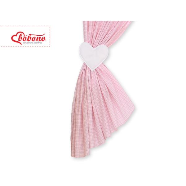 Paire de Rideaux de Chambre de Bébé Rose à Carreaux Cœurs