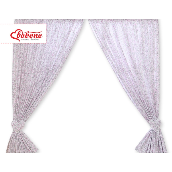 Paire de Rideaux de Chambre de Bébé Rose Fleurs Cœurs