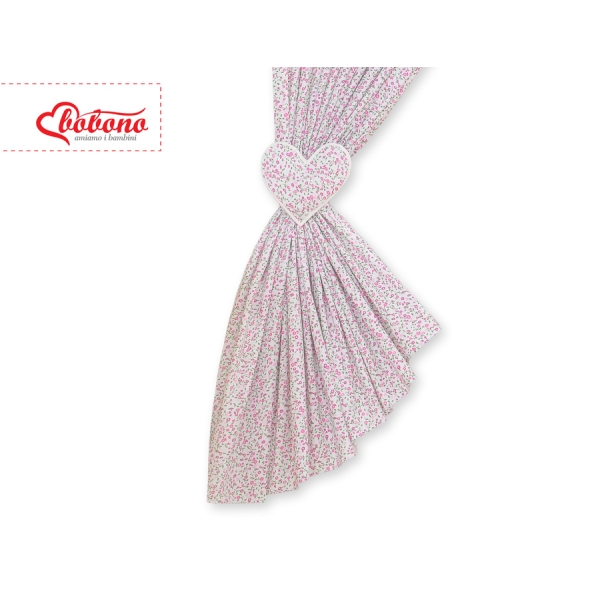 Paire de Rideaux de Chambre de Bébé Rose Fleurs Cœurs