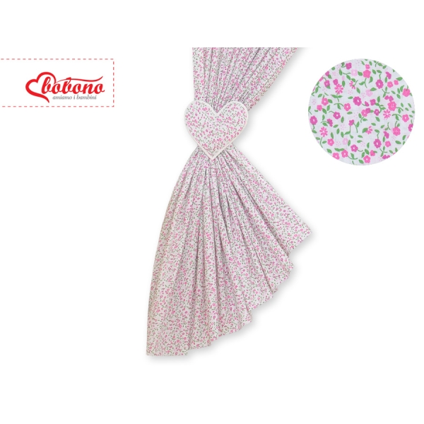 Paire de Rideaux de Chambre de Bébé Rose Fleurs Cœurs