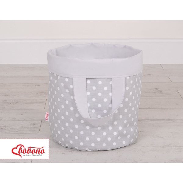 Panier à Jouets Double Face L Gris à Pois