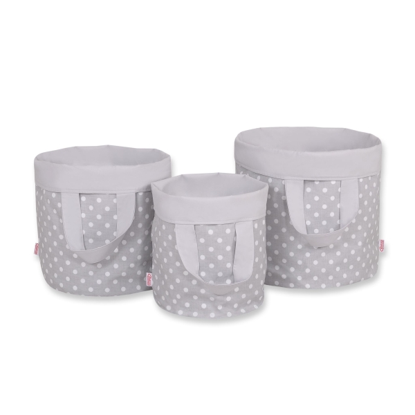 Panier à Jouets Double Face L Gris à Pois