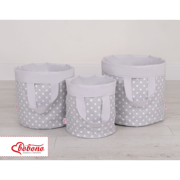 Panier à Jouets Double Face L Gris à Pois