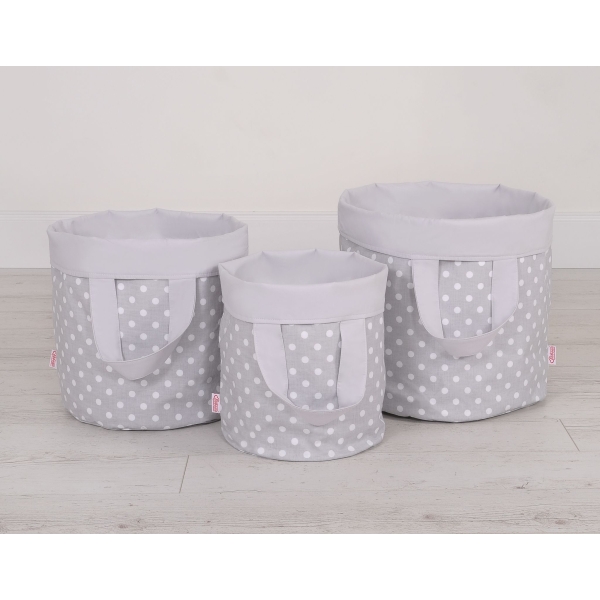 Panier à Jouets Double Face L Gris à Pois