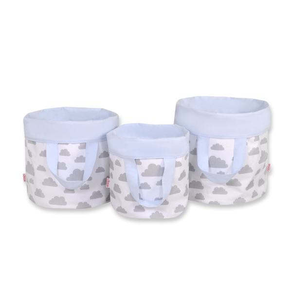 Panier à Jouets Double Face L Gris Bleu Des Nuages