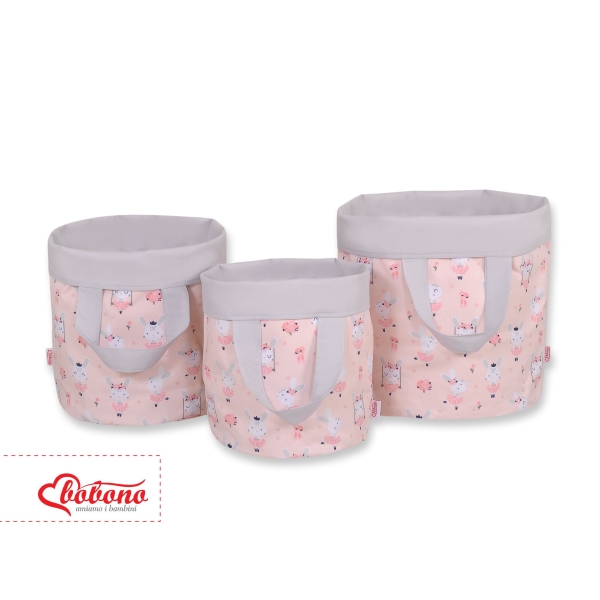 Panier à Jouets Double Face L Rose Gris Ballerines