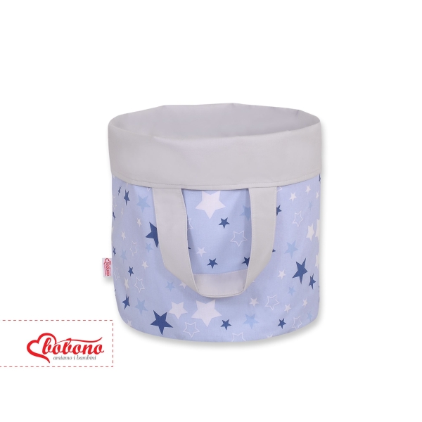 Panier à Jouets Double Face M Bleu Gris étoiles