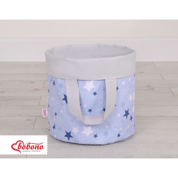 Panier à Jouets Double Face M Bleu Gris étoiles