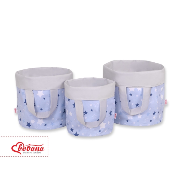 Panier à Jouets Double Face M Bleu Gris étoiles