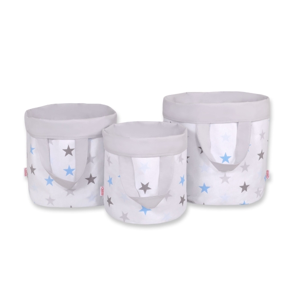 Panier à Jouets Double Face M Gris Bleu étoiles