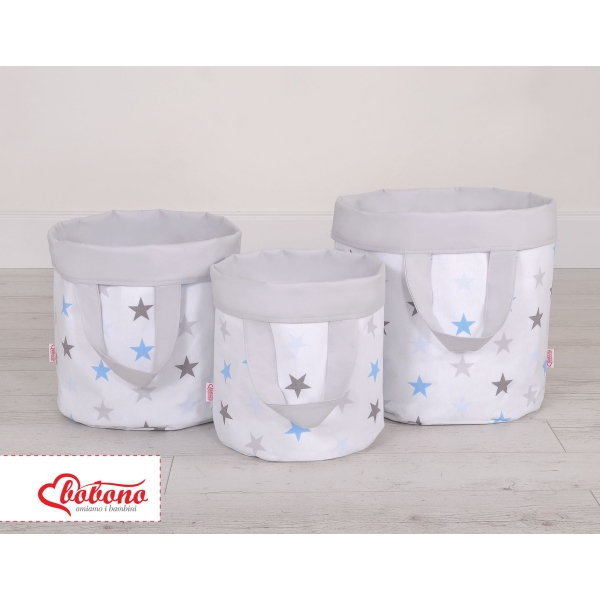 Panier à Jouets Double Face M Gris Bleu étoiles