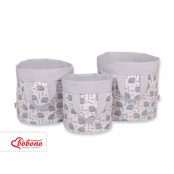 Panier à Jouets Double Face M Gris Hérissons