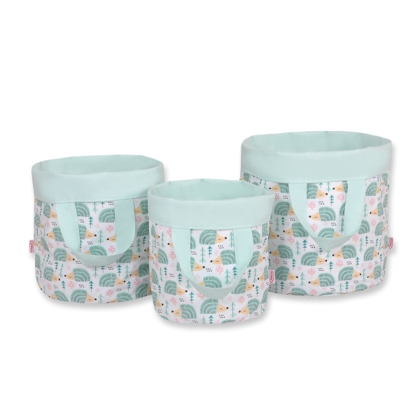 Panier à Jouets Double Face M Menthe Hérissons