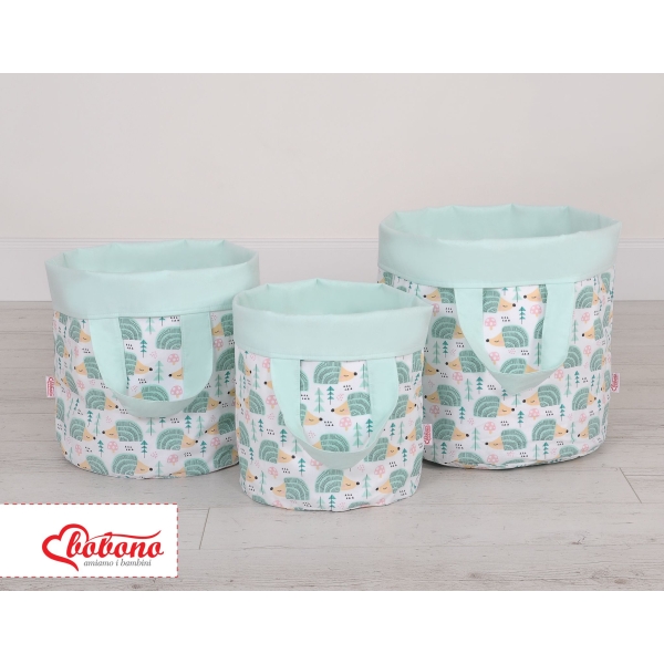 Panier à Jouets Double Face M Menthe Hérissons