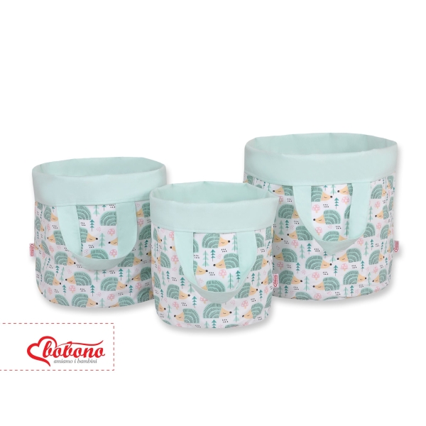 Panier à Jouets Double Face M Menthe Hérissons