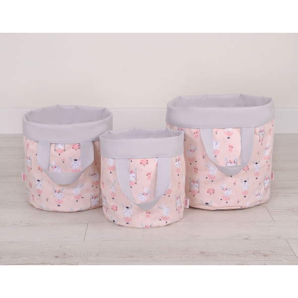 Panier à Jouets Double Face M Rose Gris Ballerines