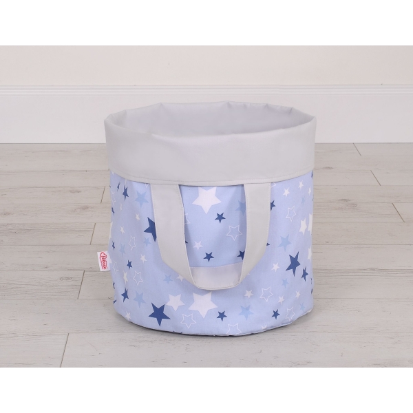 Panier à Jouets Double Face S Bleu Gris étoiles