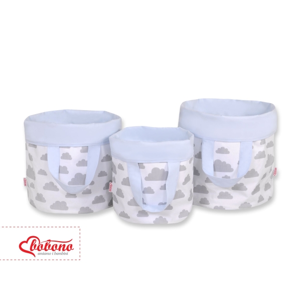 Panier à Jouets Double Face S Gris Bleu Des Nuages