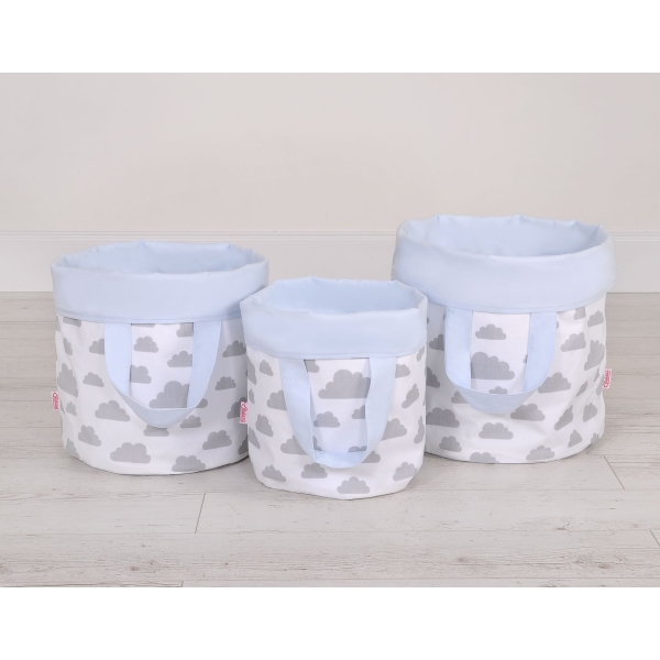 Panier à Jouets Double Face S Gris Bleu Des Nuages