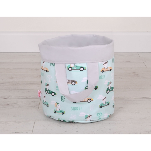 Panier à Jouets Double Face S Menthe Gris Lapins
